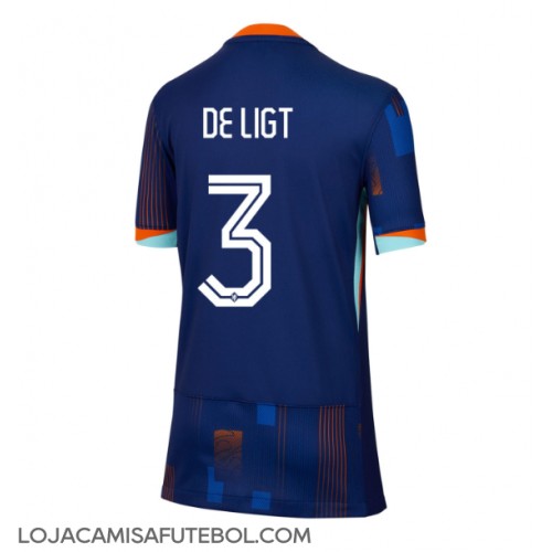 Camisa de Futebol Holanda Matthijs de Ligt #3 Equipamento Secundário Mulheres Europeu 2024 Manga Curta